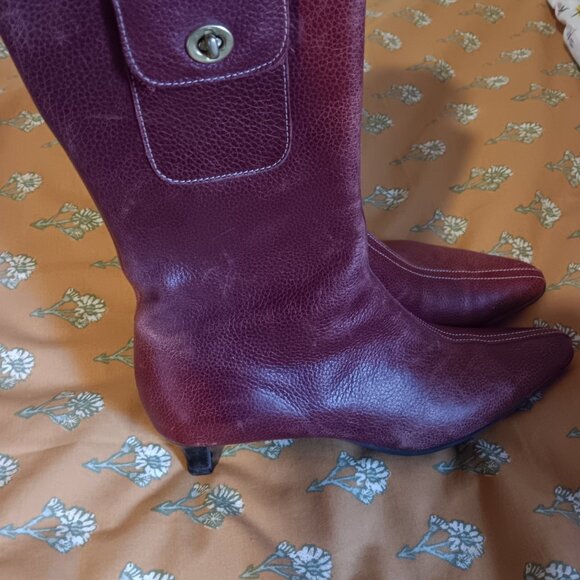 Womens Coach red kitten heel boots - Picture 2 of 5